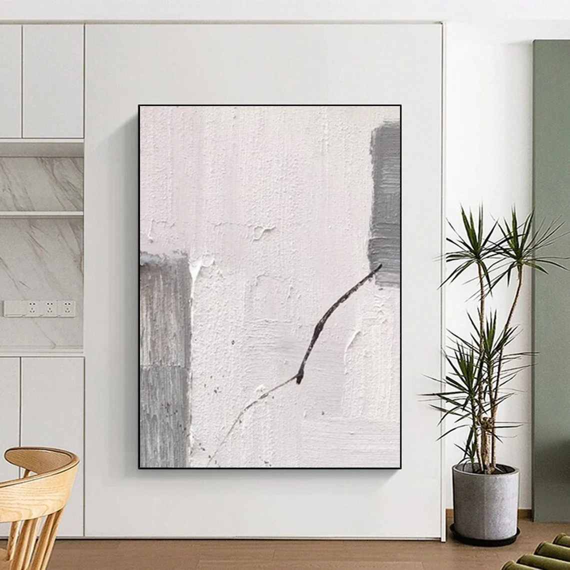 Bold White City - original hand-painted artwork for hotel
